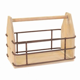 [S-V3404880000] Portariviste rettangolare in legno e metallo - 41x25x30 cm