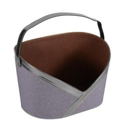 [S-V3405560000] Portariviste in tessuto grigio e argento con manico, misure 37x25x9/22,5 cm