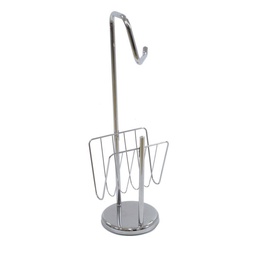 [S-V8300780000] Portarotolo a stelo cromato con portariviste, dimensioni 19cm x 24cm, altezza 67cm