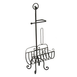 [S-V6432160000] Portarotolo a stelo metallo nero con portariviste 32x27.5h82