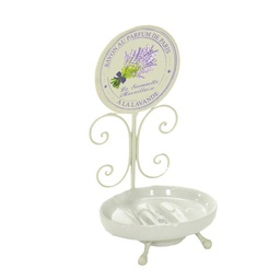 [S-V6214440000] Portasapone in metallo e ceramica bianca, dimensioni 10,5x10x21,5 cm