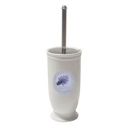 [S-V6214650000] Portascopino in Ceramica Lavanda Bianco Tondo 11,5x23,8 cm