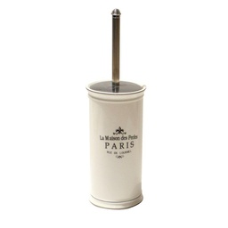 [S-V6214760000] Portascopino in ceramica bianca Paris tondo 11,5x24 cm