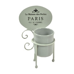 [S-V6214140000] Portaspazzolini in metallo ceramica bianco Paris 13,3x12x22,5 cm