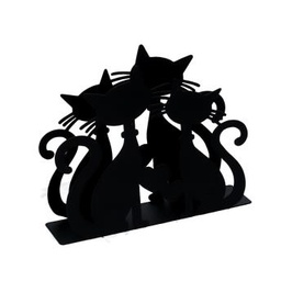 [S-V5926290000] Portatovaglioli Metallo Gatti Nero Rettangolare 14,5x4 cm