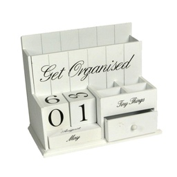 [S-V5910680000] Portatutto da scrivania legno bianco 28x16x21 cm