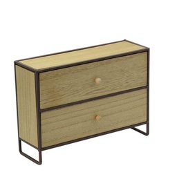 [S-V5918420000] Portatutto legno e metallo marrone arrugginito con 2 cassetti - Dimensioni cm29x10h21