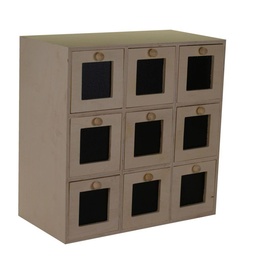 [S-V5032420000] Portatutto in Legno Naturale con 9 Cassetti 35x18h35 cm
