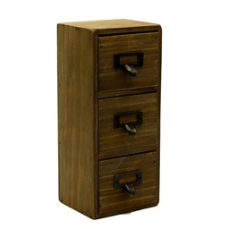 [S-V5916080000] Portatutto rettangolare con 3 cassetti in legno cm11,5x10h27