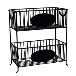 [S-V6445780000] Portatutto in metallo nero rettangolare a 2 piani cm32,5x15,5h34,5