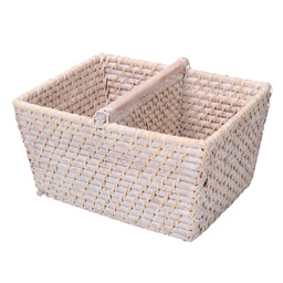 [S-V1726200000] Cesto di stoccaggio in rattan algarve bianco rettangolare cm26x21h15