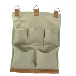 [S-V2501040000] Portatutto in tessuto crema con 5 tasche - 44x35,5x6 cm