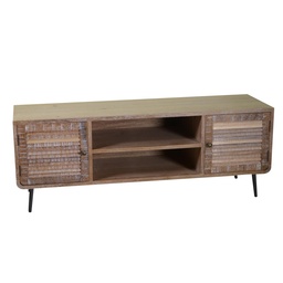 [S-V8040360000] Mobile porta TV in legno Lione 2 vani + 2 ante naturali cm135x40h50
