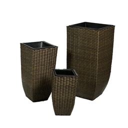 [S-V3624210000] Portavaso Polyrattan Noce Alto Svasato Quadro Big 37x37x76 cm