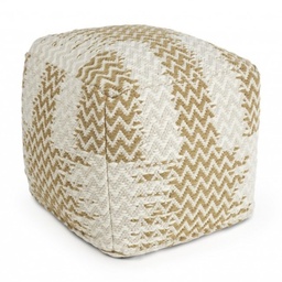 [S-B0720835] Pouf Timbuctu Bianco-Beige in Tessuto 45x45 cm