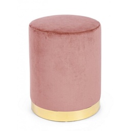[S-B0748178] Pouf in velluto Rosa Antico LUCILLA diametro 35x h40 cm