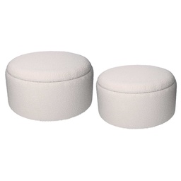 [S-V2809820000] Puff Contenitore Tessuto Boucle 1-2 Crema Tondo ø60h33