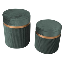 [S-V2808740000] Puff in velluto verde salvia tondo ø39h49