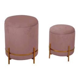 [S-V2808230000] Puff in velluto rosa antico ø39h49