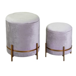 [S-V2808220000] Puff in velluto grigio chiaro ø39h49