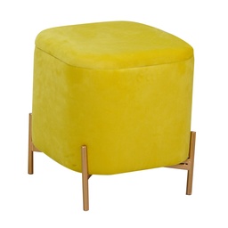 [S-V2808450000] Puff in velluto giallo 38x38x45 cm