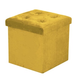 [S-V2808710000] Puff velluto giallo quadro 38x38x38 cm