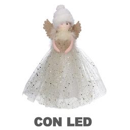 [S-V6167860000] Lampada a LED in tessuto bambolina oro 6x14x30 cm
