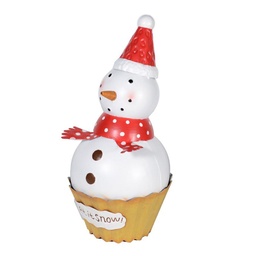 [S-V6065420000] Pupazzo di neve in metallo stile gingerbread 16x16x34 cm