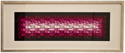 [S-QU/218] Quadro 3D multicolor con finitura in vetro e tela, 3x120x50 cm