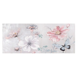 [S-V4615810000] Quadro ad olio fiori rosa rettangolare cm55x135x3