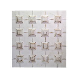 [S-V4608660000] Quadro dipinto bianco con quadretti 80x80x3-5 cm