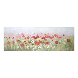 [S-V4614090000] Quadro dipinto fiori rettangolare 150x50x4 cm