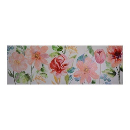 [S-V4609110000] Quadro dipinto fiori rosa 50x150x3 cm