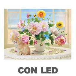 [S-V4615790000] Quadro LED Vaso di Fiori Bianco Rettangolare 40x30x1,8 cm
