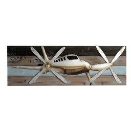 [S-V4607560000] Quadro Legno Aereoplano 40x120x3 cm - Arreda con Stile