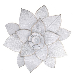 [S-V4616170000] Quadro Metallo Fiore Bianco Decorazione a Muro 46x6 cm
