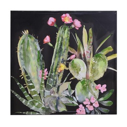 [S-V4615680000] Quadro Stampa Cactus Nero 80x80x3 cm