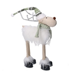 [S-V6315780000] Renna in tessuto bianco cm19x17h41