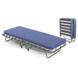 [S-FZ86328] Rete singola in acciaio verniciato richiudibile con ruote e 15 doghe in legno