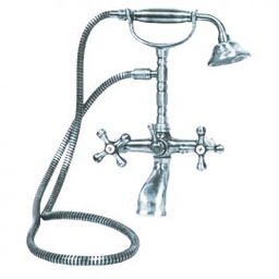 [S-FZ60438] Rubinetto miscelatore vasca da bagno con doccetta cromo h.32x18x16 cm