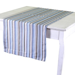 [S-V7910690000] Runner a righe blu avio tinto in filo cm50x150