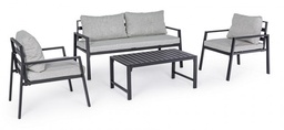 [S-B0662632] Salotto da giardino antracite con cuscini sfoderabili - Set completo per il tuo spazio esterno