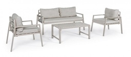 [S-B0662631] Salotto da giardino avorio con cuscini sfoderabili - Set completo per il tuo spazio esterno