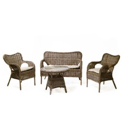 [S-V2611550000] Salotto da giardino grigio 4 pezzi - Poltrone 67x72x89cm, Divano 120x72x89cm, Tavolino 75x58cm