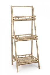 [S-B0693036] Scaffale Pieghevole in Bambù con Verniciatura Naturale - 56a x 50b x 145h