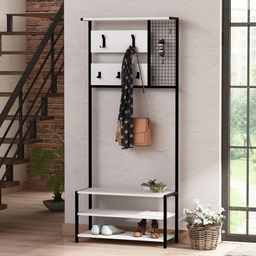 [S-FZ99443] Scaffale Ingresso Nomad Bianco 5 Ganci Appendiabiti L 78 x P 30 x H 182 cm