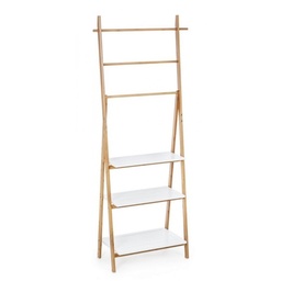 [S-B0720635] Scaffale in bamboo e legno Audrey con scaletta