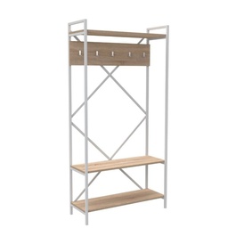 [S-FZ97209] Scaffale ingresso metallo bianco appendiabiti 90x35xh.180 cm