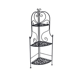 [S-V6432010000] Scaffale metallo ad angolo nero 3 piani cm48x33h120