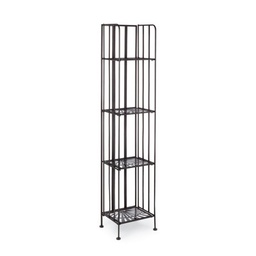 [S-B0740484] Scaffale Pieghevole Quattro Ripiani in Acciaio Marrone RAY 34x30x h153 cm